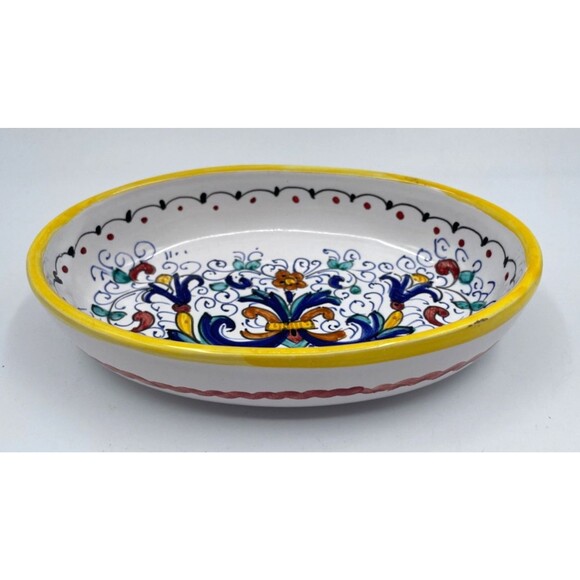 Deruta Ricco Italian Hand Painted Small Plate Dish Soap Dish Signed - Picture 2 of 8